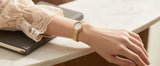 Relogio feminino oval dourado berny de luxo quartzo a prova de agua