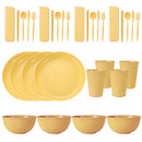 36pcs Plate Sets Wheat Straw Eco-Friendly Ramen Bowl Tableware Dinner Dishes Set Camping Tableware Set With Knife Fork Spoon