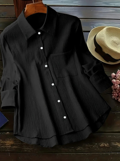 Blusa de manga larga para mujer, talla grande, primavera-verano 2025, nueva chaqueta holgada, chaqueta de trabajo informal, camisa con botones, ropa de abrigo