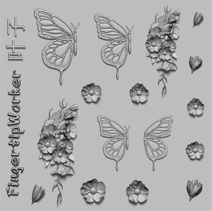 1Pc Chain Ice Flower Fox Spoon Fork Dragon Snake Butterfly 3D Acrylic Mold Nail Art Decorations  DIY Design Silicone Nails Mold