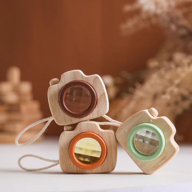 Montessori Baby Toys Education Wooden Blocks Toys for Kids Montessori Education Building Blocks Children Mini Camera Wooden Toys
