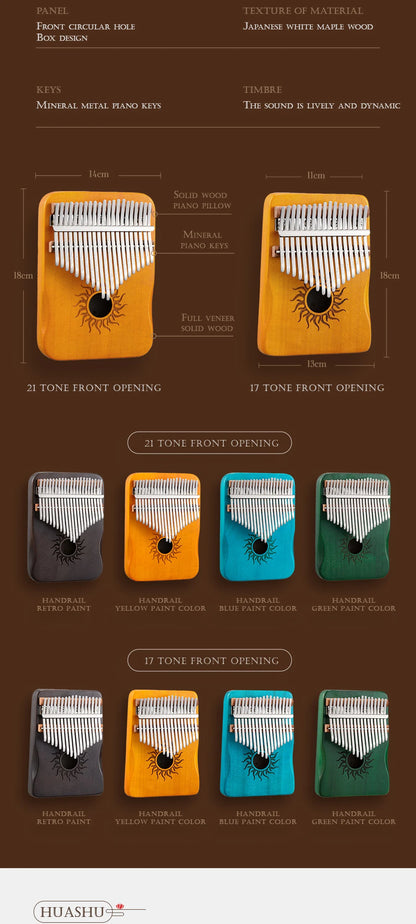 Hluru 21 Key Maple Kalimba 17 key Thumb Piano Portable Finger Piano for Beginner Mbira Gift for Kids Adults