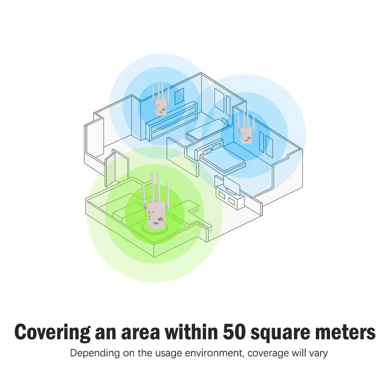 Repetidor WiFi de 300 Mbps, extensor WiFi inalámbrico, amplificador WiFi de 4 antenas, 5G, 2,4G, red de doble banda, enrutador de señal de largo alcance