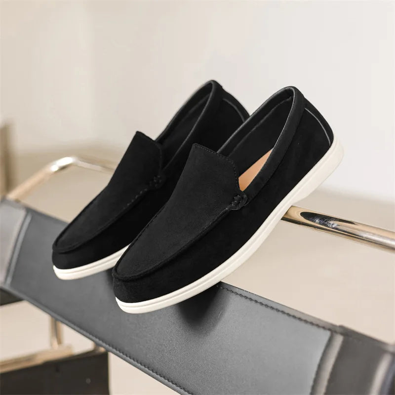Men's Flat Loafers 2025 Frosted Suede Flat Shoes Comfortable Non-Slip Fashion Loafers Lightweight Trendy Outdoor Casual Shoes