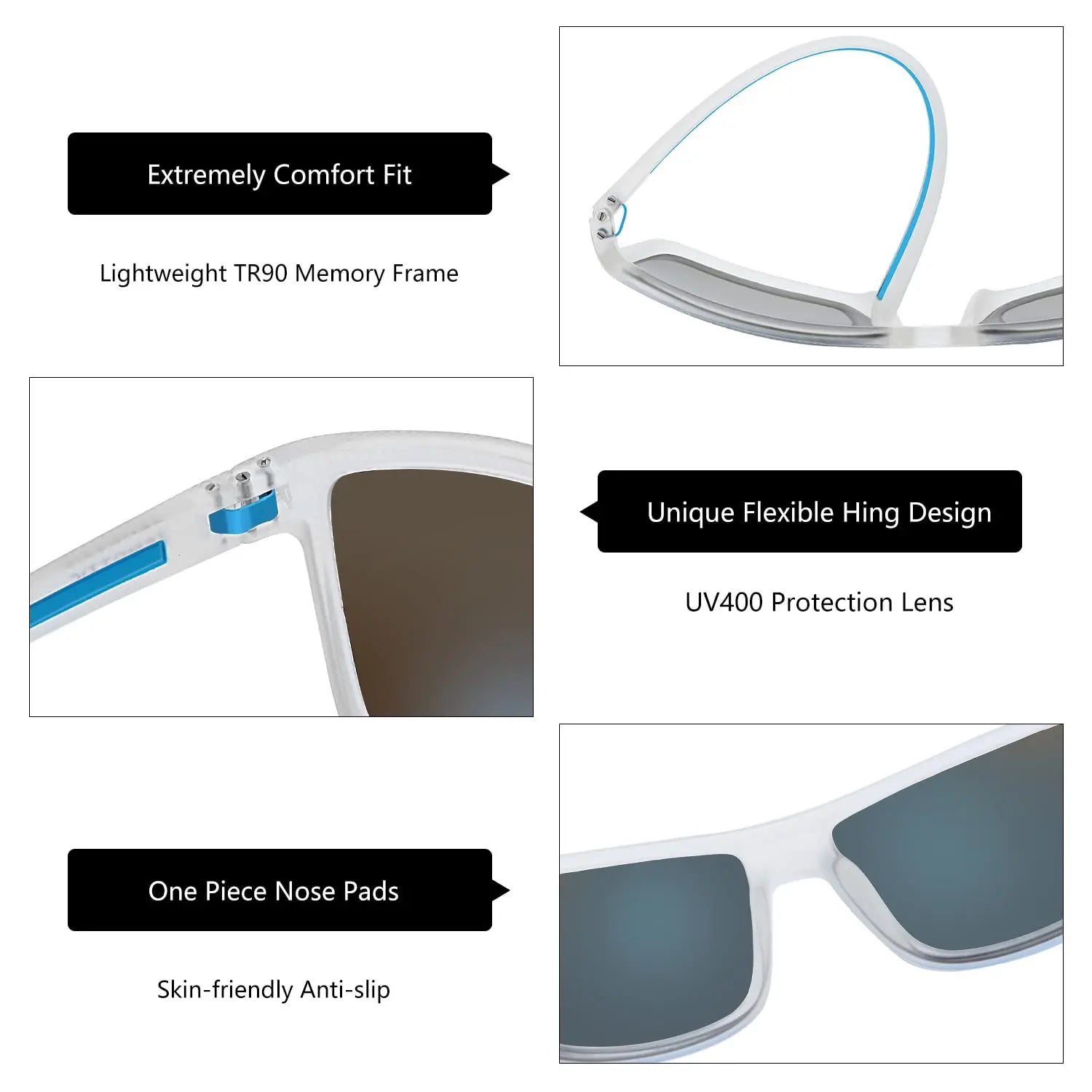 ZENOTTIC Polarized Sunglasses for Men Shades Lightweight TR90 Frame UV400 Protection Square Outdoor Travel Driving Sun Glasses