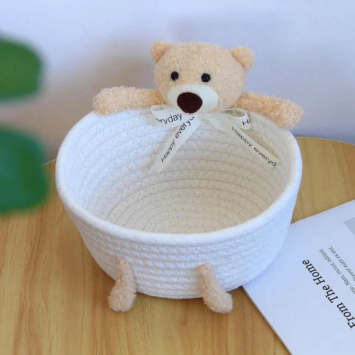 cartoon style weave sundries Storage Baskets household cosmetic hairpin Organize deposit container child toy classification case