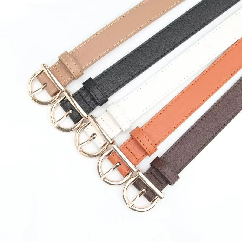 Women's Belt Fashion Pin Buckle Thin Belt Genuine Luxury Soft Belt Women With Cargo Pants Jeans Windproof Belt PU Leather Belt