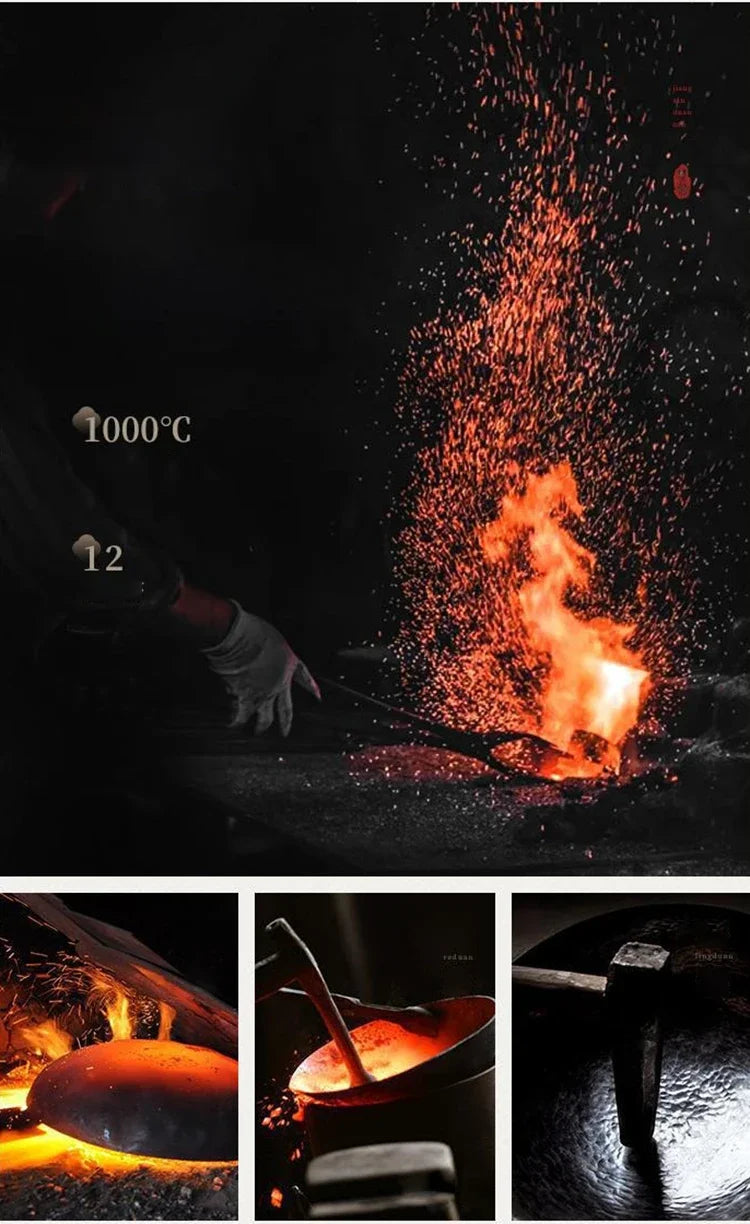 Handmade Forging NON-STICK PAN Household Stir Fry Stew Pot Flat Bottom Small Frying Pan Kitchen Gas Stove Universal Pan Cookware