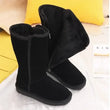 2022 Women's Side Zip Boots Round Toe Plush Fleece Monochrome High Tube Flat Snow Winter Hot Sale Women Shoes 