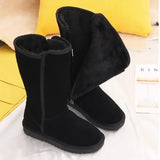 2022 Women's Side Zip Boots Round Toe Plush Fleece Monochrome High Tube Flat Snow Winter Hot Sale Women Shoes 
