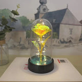 Rosa Artificial – Presente de Dia dos Namorados para Namorada, Rosa Eterna com Luz LED e Detalhes em Folha Metálica, Decoração de Casamento e Presente de Natal