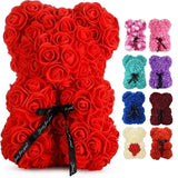 Urso de Pelúcia de Rosas Artificiais Eternas (Modelo 2026) – Presente e Decoração para Dia das Mães, Aniversários, Dia dos Namorados e Datas Especiais