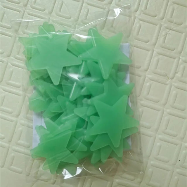 50 pçs luminosa fluorescente adesivos de parede 3d estrelas brilho no escuro adesivos de parede para crianças quarto do bebê teto decoração da sua casa