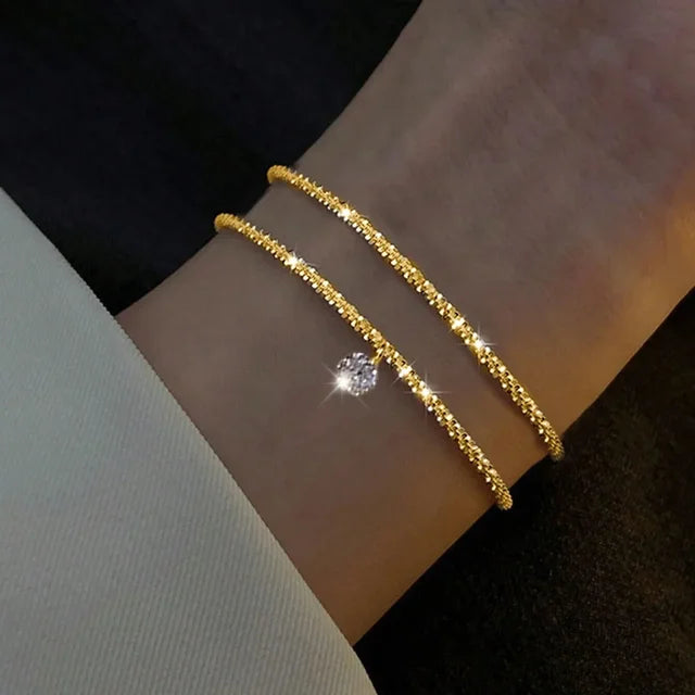 Pulseras brillantes ajustables para mujer, plata de ley 925, elegante joyería fina, regalos para bodas, moda, color nuevo 