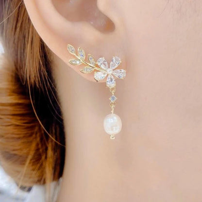 Blue Heart Shaped Zircon Long Tassel Gold Color Ear Wire for Women Elegant Exquisite Temperament Ladies Wedding Party Jewelry