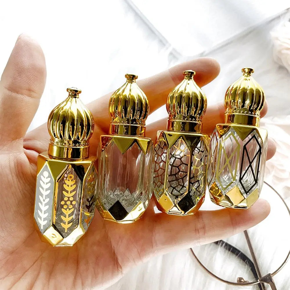 6ml Luxury Style Golden Refillable Perfume Bottles Glass Roll-on Essential Oil Bottle Empty Cosmetics Sample Test Container