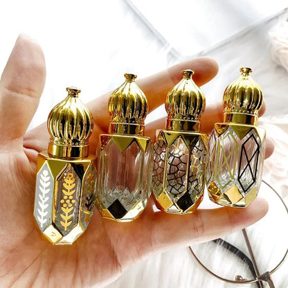 6ml Luxury Style Golden Refillable Perfume Bottles Glass Roll-on Essential Oil Bottle Empty Cosmetics Sample Test Container