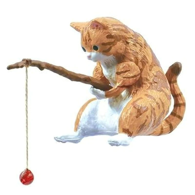 Fishing Cat Ornaments Fish Tank Landscaping Aquarium Decoration Mini Cat Statue Fish Tank Accessories Household Supplies
