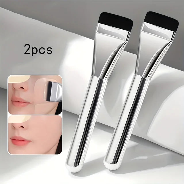 Brocha ovalada ultrafina para base de maquillaje, cerdas de nailon hipoalergénicas, perfecta para contornear el rostro, multiusos, 1 unidad, 2 unidades 