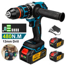 480N.M Brushless Electric Impact Drill Cordless Drill 13mm Electric Screwdriver DIY Driver Power Tool for Makita 18V Battery Pin