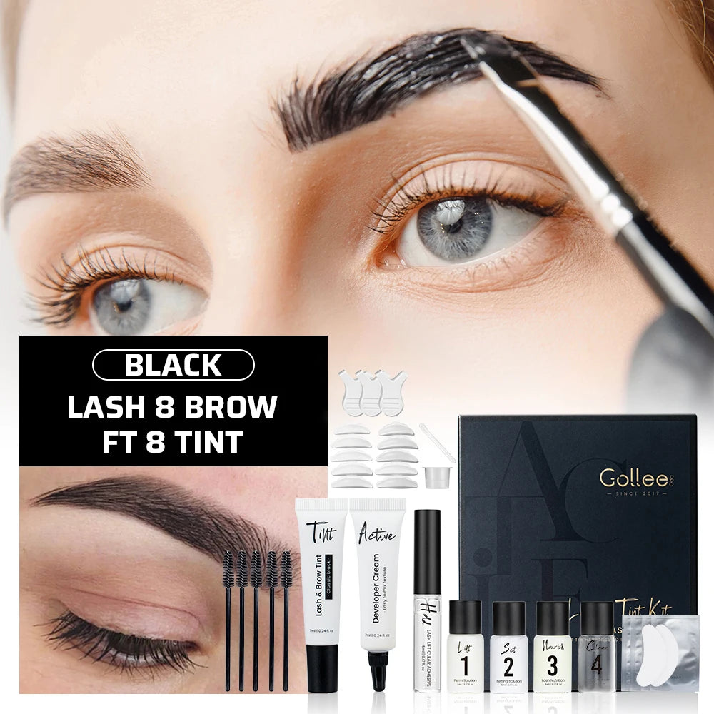 Gollee Eyelash Lifting Perm kit Natural Lashes Enhancer Long Lasting 4-6 weeks Black Lash Brow Tinting Perm Professional Makeup