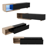 Comanlai 240cm Modern TV Cabinet with LED Lights  Living Room TV Cabinet with 3 Drawers and Open Storageextendable TV Stands