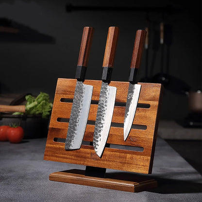 Magnetic Knife Stand Board Acacia Wood Kitchen Display Knife Holder Restaurant Hotel Slicer Butcher Cleaver Magnet Knife Rack
