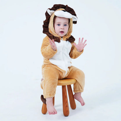 Umorden Infant Toddler Dalmatian Dog Lion Tiger Dinosaur Costumes Baby Boys Girls Kigurumi Cartoon Animal Romper Halloween Purim