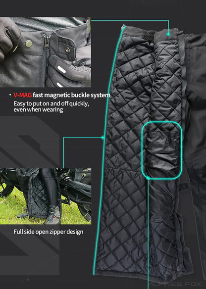 Winter Waterproof Motorcycle Overpants Quick Release Touring Moto Pants Men's Warm Windproof Motorbike Trousers CE Kneepads