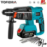 Yofidra 26mm Cylinder Brushless Motor Electric Hammer Drill with Drill Bits for Makita 18V Battery Cordless Impact Rotary Drill
