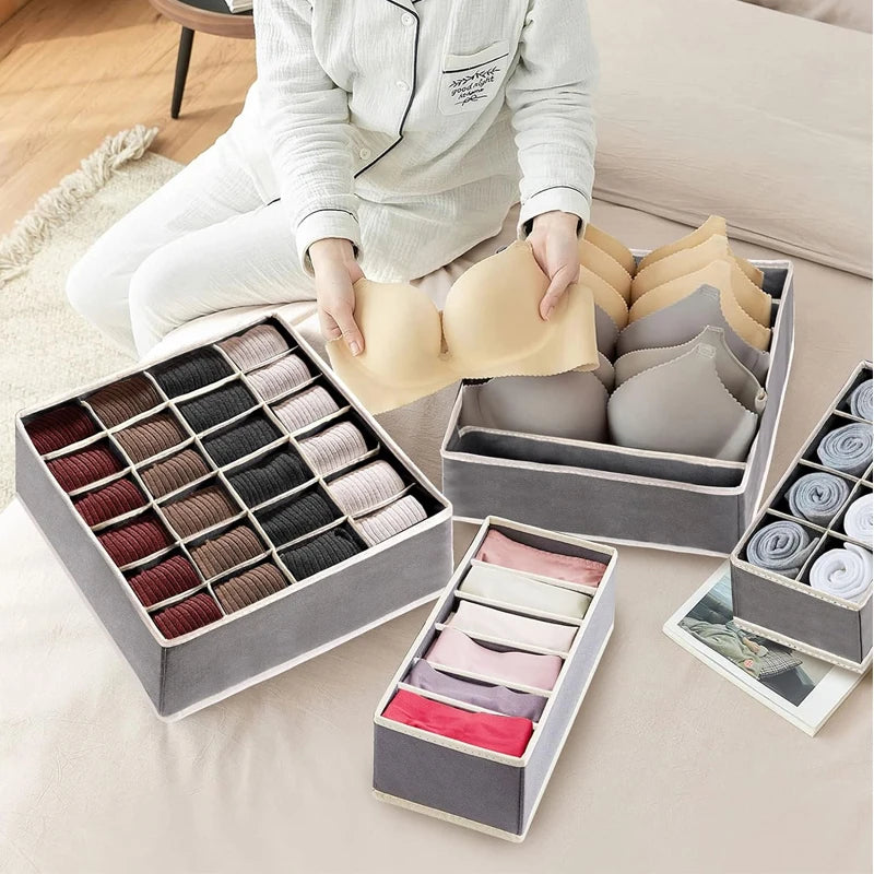 Organizador para ropa interior, calcetines, sujetadores, pantalones, bufandas, corbatas, caja de almacenamiento, organizador de cajones para armario, estuche plegable para organizador de ropa interior.