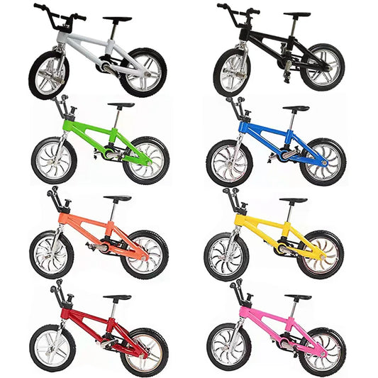 Mini bicicleta de dedo de aleación, modelo de bicicleta de montaña en miniatura, simulación de ciclismo de montaña, juguete de regalo para niños, accesorios para casa de muñecas 1/12