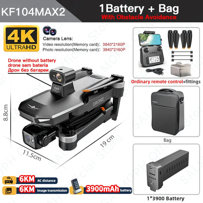 KF104 / KF104MAX2 Professional Drone With 4K Camera 3-Axis Gimbal WIFI 360 Obstacle Avoidance Touch Screen FPV Brushless RC Dron
