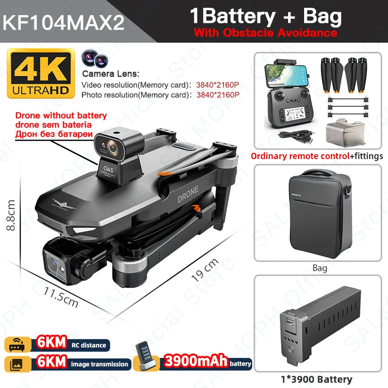 KF104 / KF104MAX2 Professional Drone With 4K Camera 3-Axis Gimbal WIFI 360 Obstacle Avoidance Touch Screen FPV Brushless RC Dron