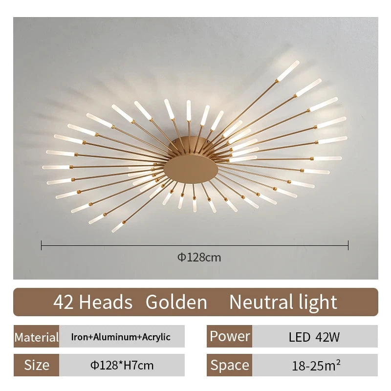 Lámpara de techo LED moderna para sala de estar, comedor, dormitorio, diseño de fuegos artificiales nórdicos, decoración del hogar, iluminación interior