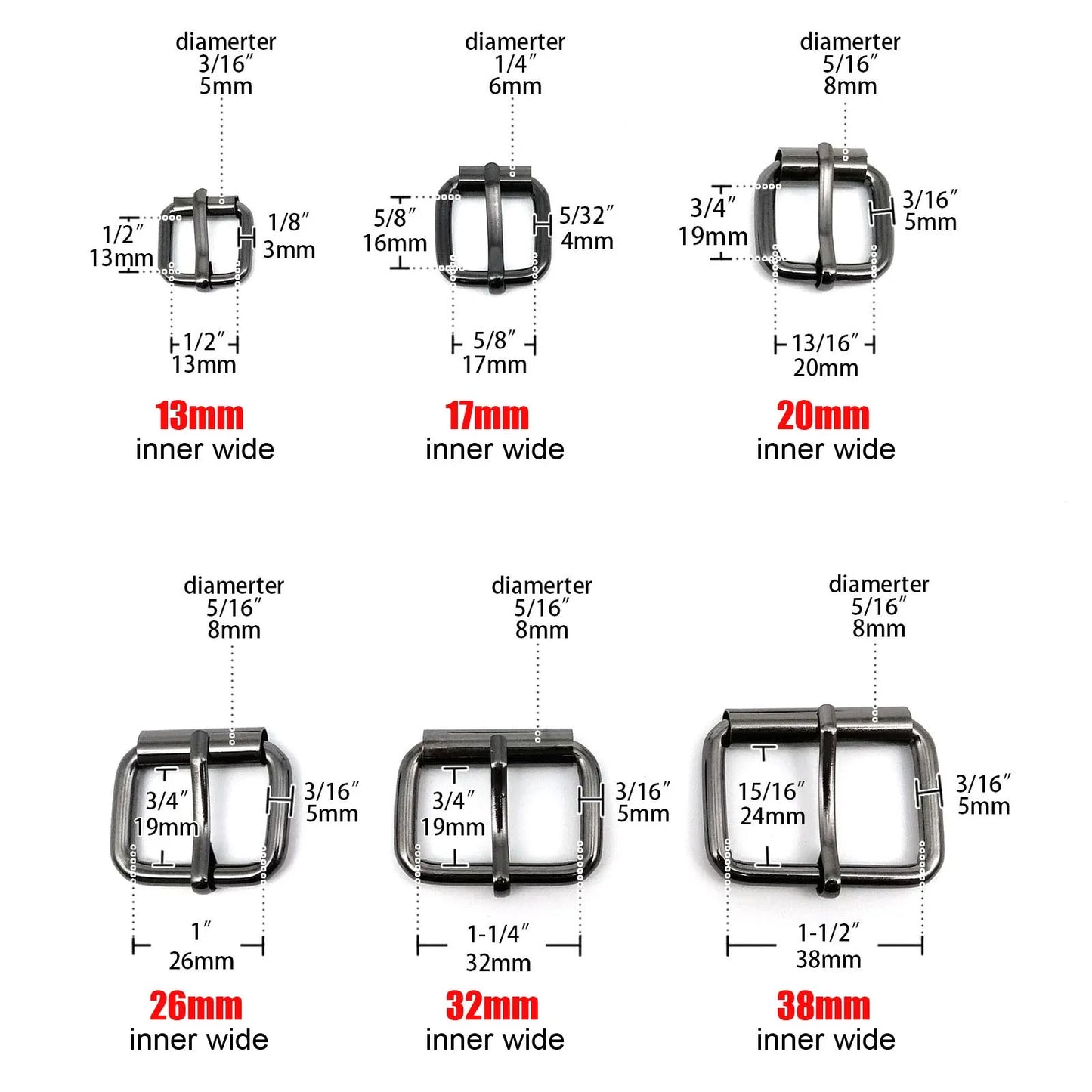 5pcs High Quality Thickened Leather Hand Bag Backpack Shoe Strap Belt Dog Collar Chain Rectangle Ring Adjust Roller Pin Buckle