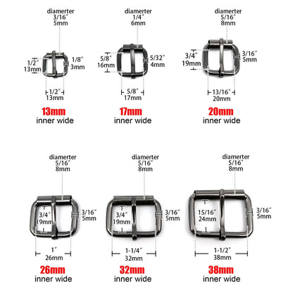 5pcs High Quality Thickened Leather Hand Bag Backpack Shoe Strap Belt Dog Collar Chain Rectangle Ring Adjust Roller Pin Buckle