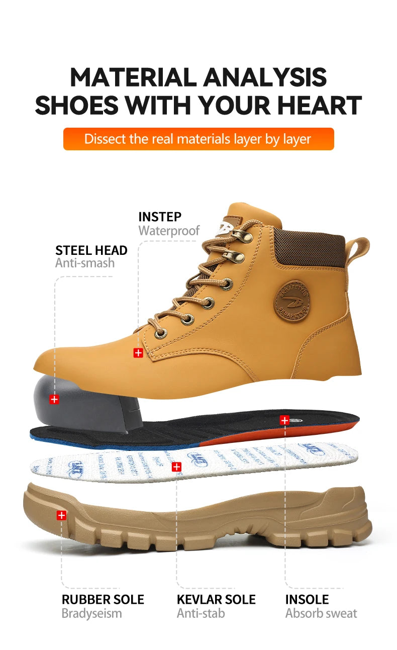 Steel Toe Shoes for Men Women Lightweight Anti-Smash Steel Toe Sneakers Indestructible Work Boots Construction Safety Shoes