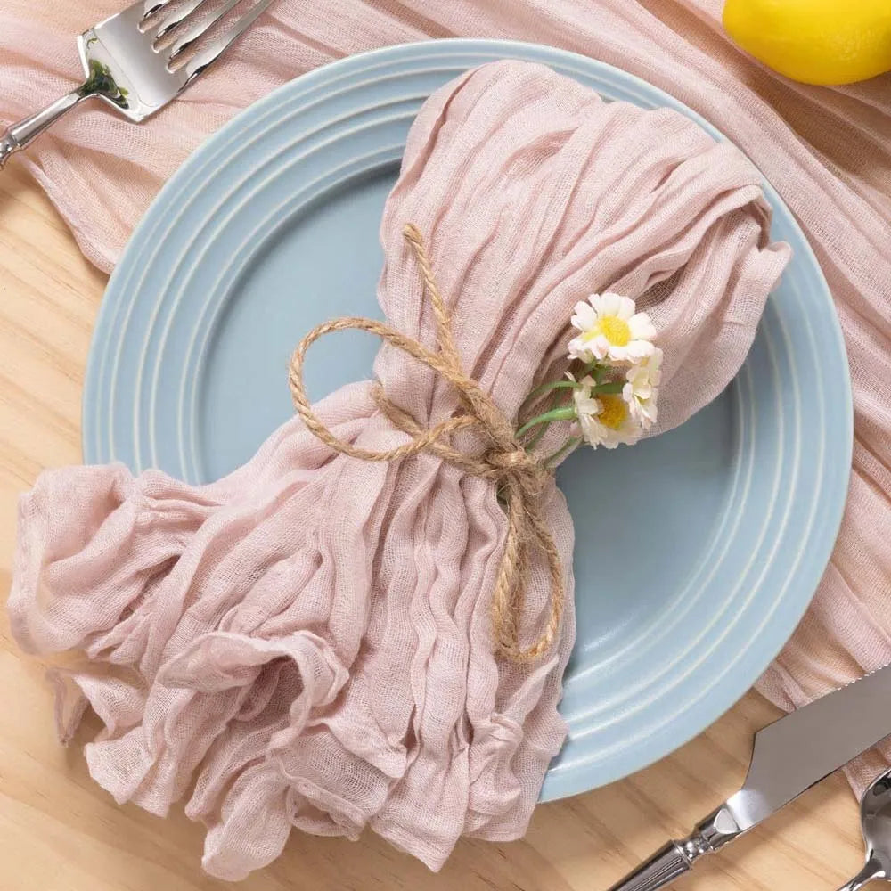 Set of 12 Gauze Cheesecloth Napkins Cloth Bulk Dinner Table Napkins for Home Wedding Valentine's Party Event Table Decoration