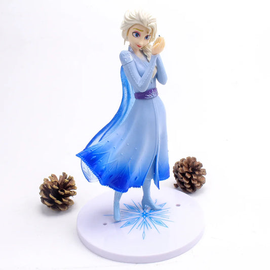 21cm Disney Frozen Snow Queen Elsa Princess Holding Fire Dragon In Hand PVC Action Figure Anime Doll Toys Christmas Gift For Kid