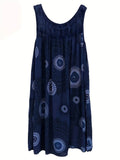 Vestido sin mangas para mujer, talla grande 1XL-8XL, estampado de paneles de encaje, sin mangas, dobladillo grande