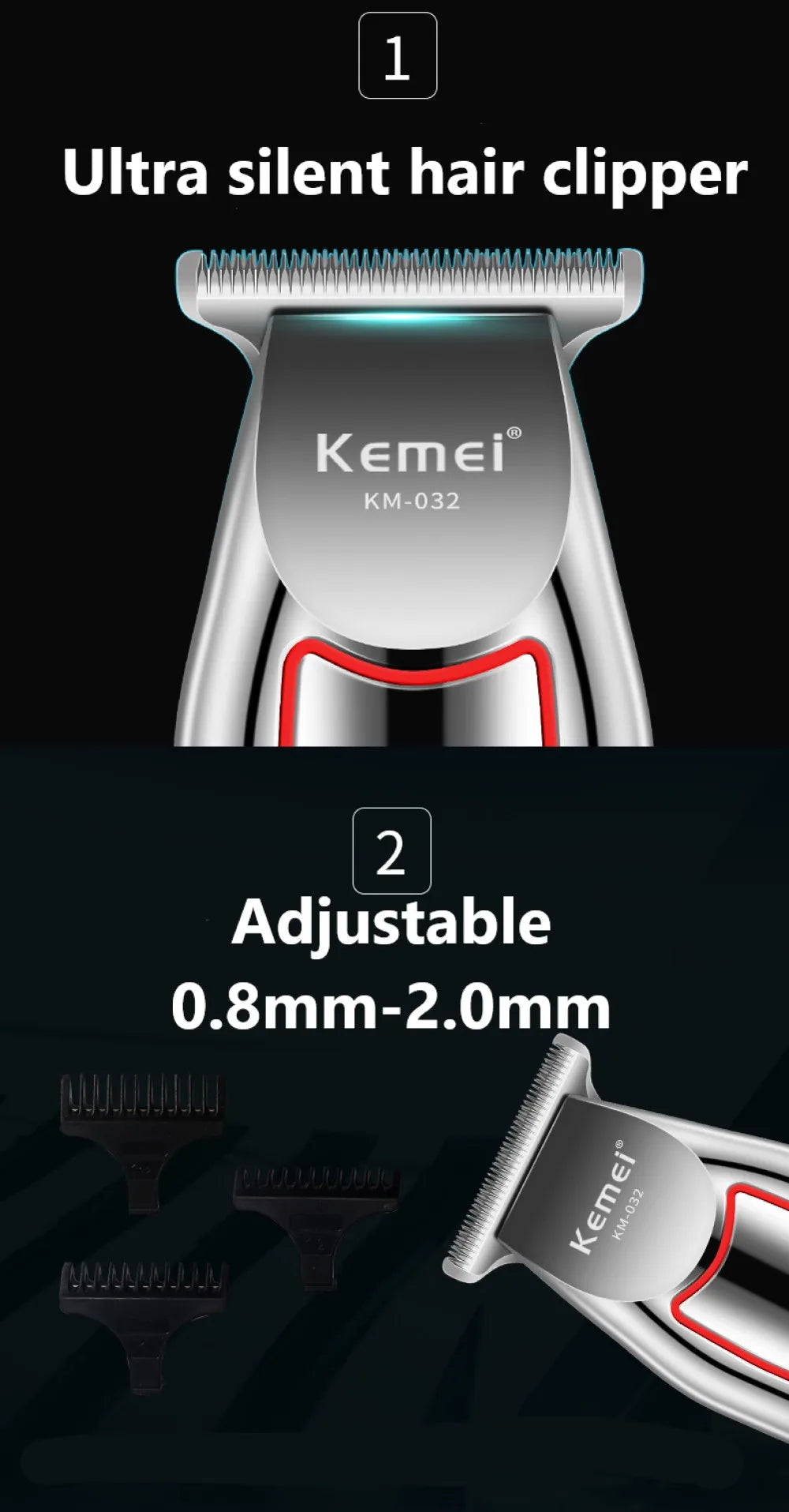 Kemei Professional Hair Trimmer Electric Beard Trimmer For Men Hair Clipper Hair Cutter Machine Haircut Grooming Kit KM-032