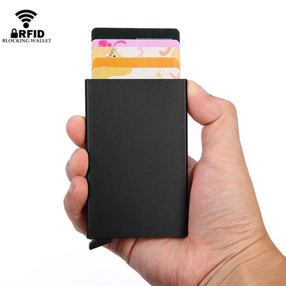 Tarjetero RFID de aluminio metálico, minibilleteras minimalistas y delgadas para hombre y mujer, tarjetero de negocios para hombre y mujer