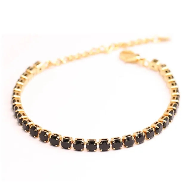Clássico Punk Aço Inoxidável Link Chain Bracelet para Homens e Mulheres, Pulseira de tênis, Ouro, Preto, Cor Prata, Zircão, Jóias Presente