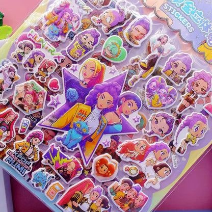 Kpop Demon Hunters Anime Laser Cut Sticker Tiger Rumi Mira Zoey Stickers Office Stationery and School Supplies Decoration