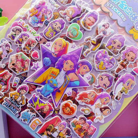 Kpop Demon Hunters Anime Laser Cut Sticker Tiger Rumi Mira Zoey Stickers Office Stationery and School Supplies Decoration