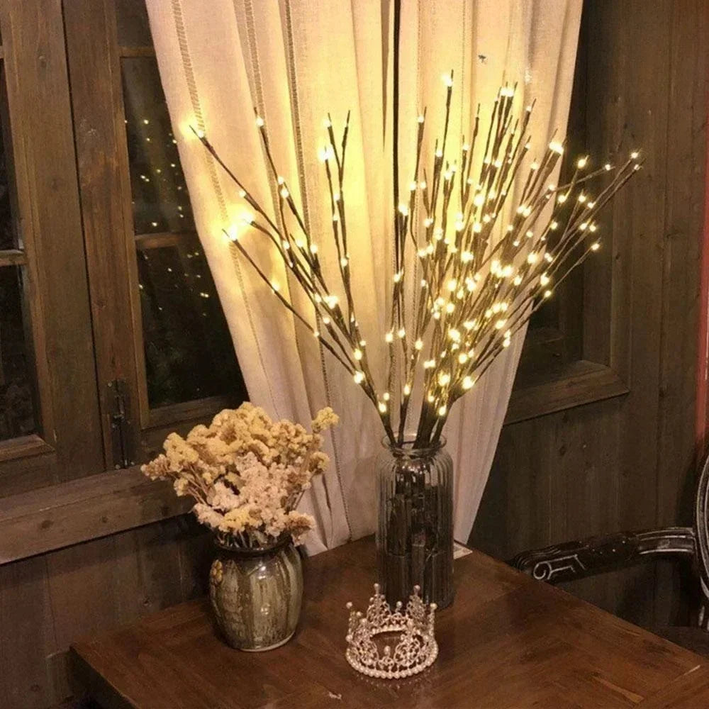 LED Simulated Tree Branch Light Battery Operated 20LEDs Fairy Lights Bendable Willow Branches for Christmas Home Bedroom Decor