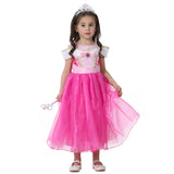 Girl Pink Dress Aurora Cosplay Costume Princess Deluxe Outfit Children Summer Brthday Party Elegant Gown Fairy Disguise Sets