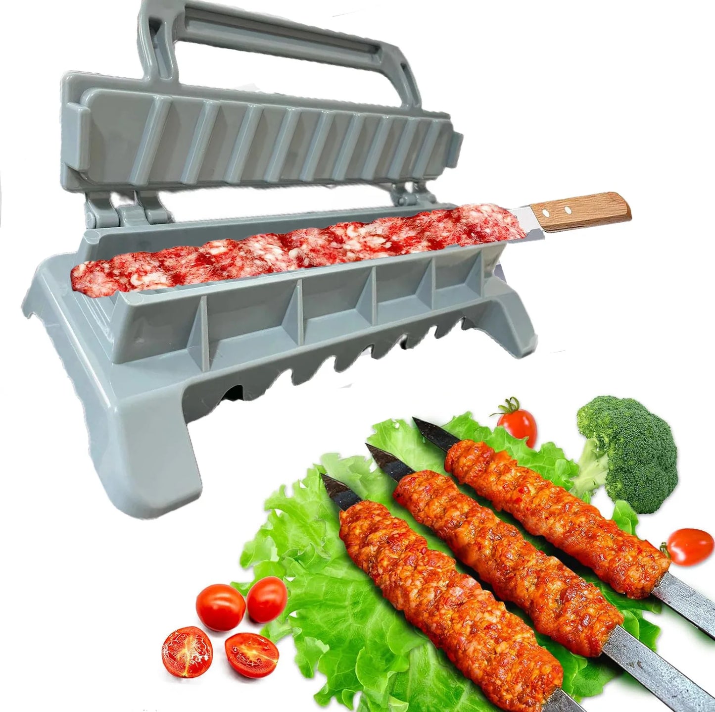 Máquina para hacer brochetas de carne de barbacoa, prensa de kebab de una sola fila, de plástico reutilizable, para hacer brochetas de barbacoa, herramienta para barbacoa 