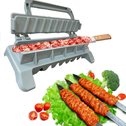 Máquina para hacer brochetas de carne de barbacoa, prensa de kebab de una sola fila, de plástico reutilizable, para hacer brochetas de barbacoa, herramienta para barbacoa 